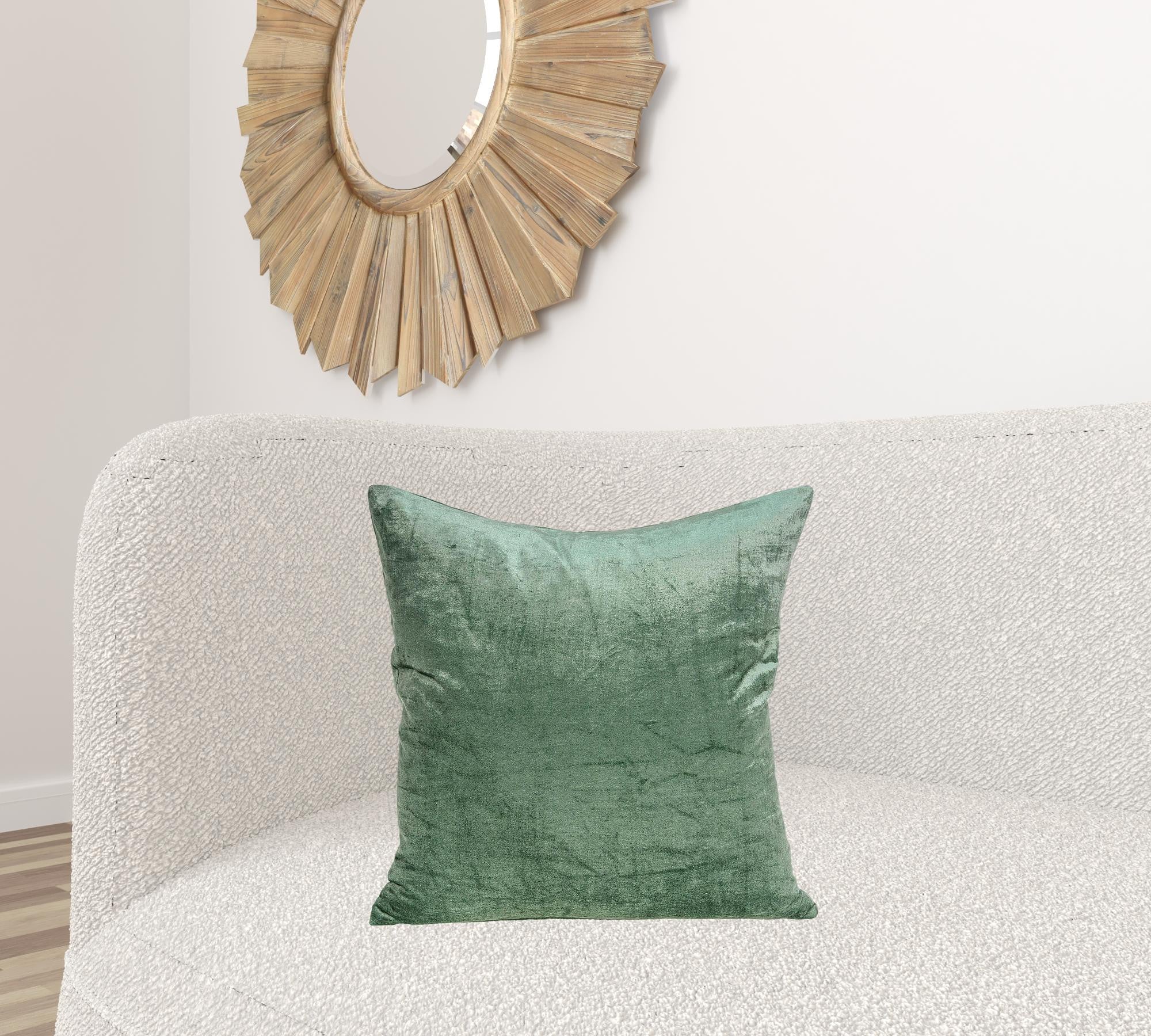 20" X 7" X 20" Transitional Green Solid Pillow Cover With Poly Insert