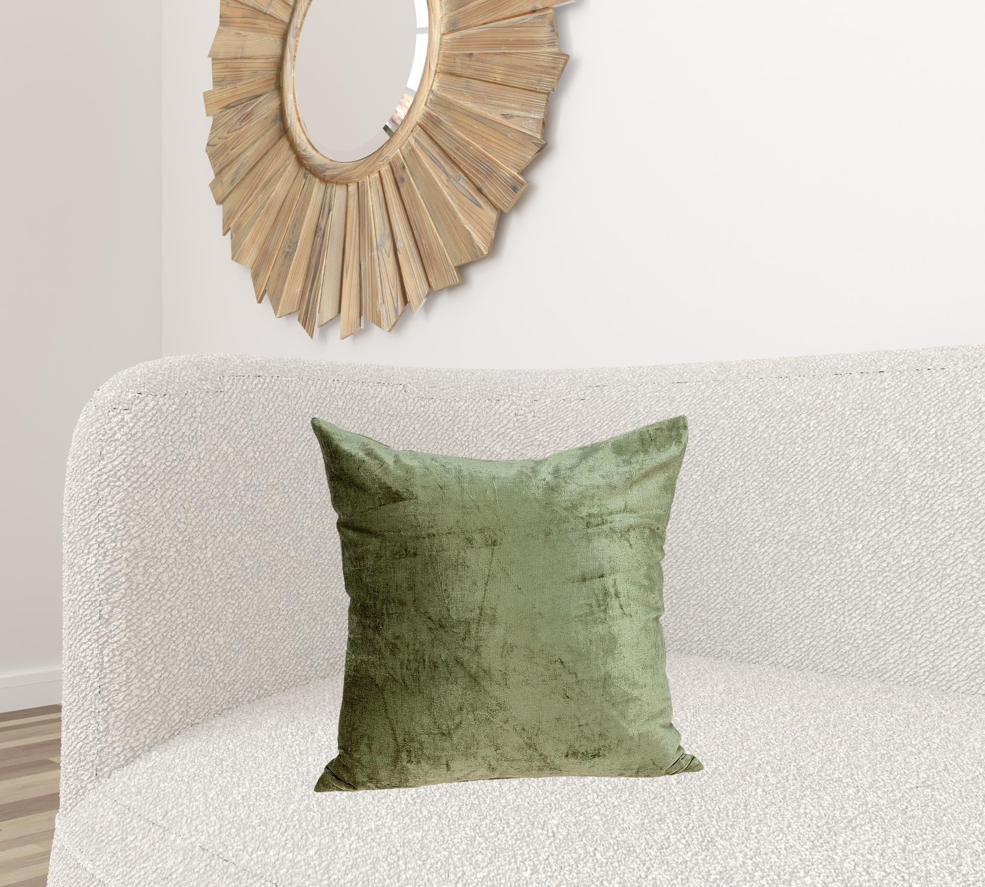 20" X 7" X 20" Transitional Olive Solid Pillow Cover With Poly Insert