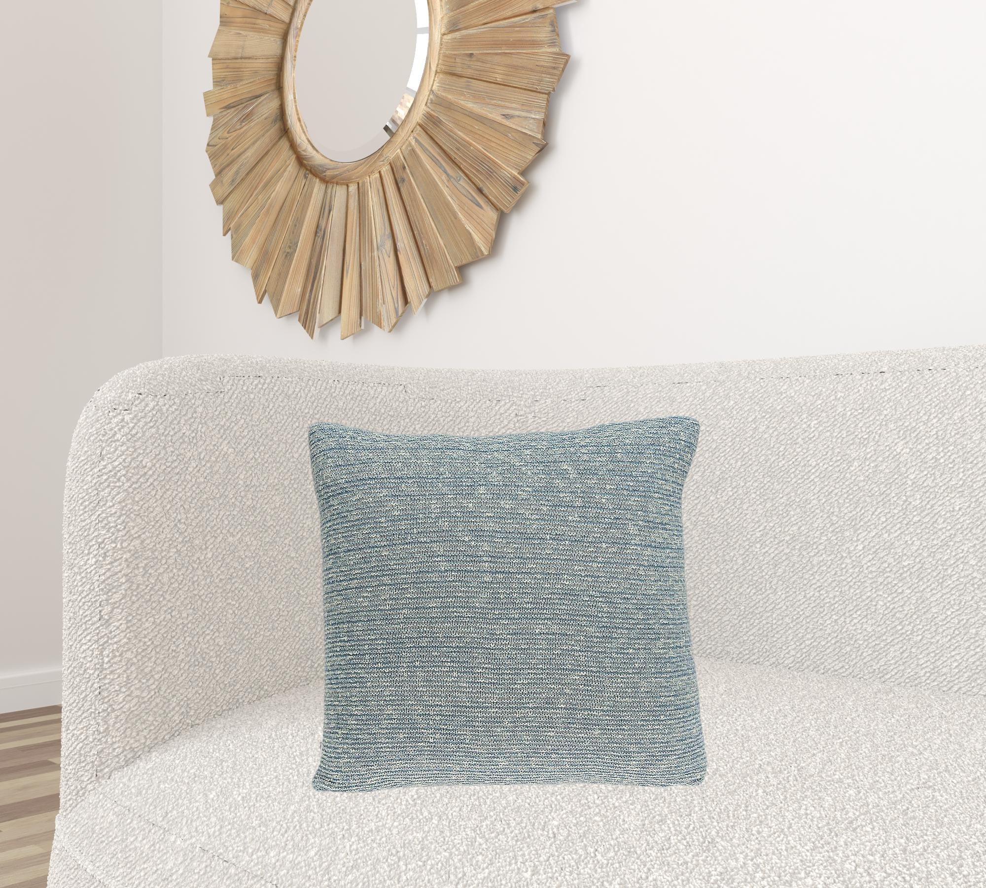 20" X 7" X 20" Transitional Blue Pillow Cover With Poly Insert