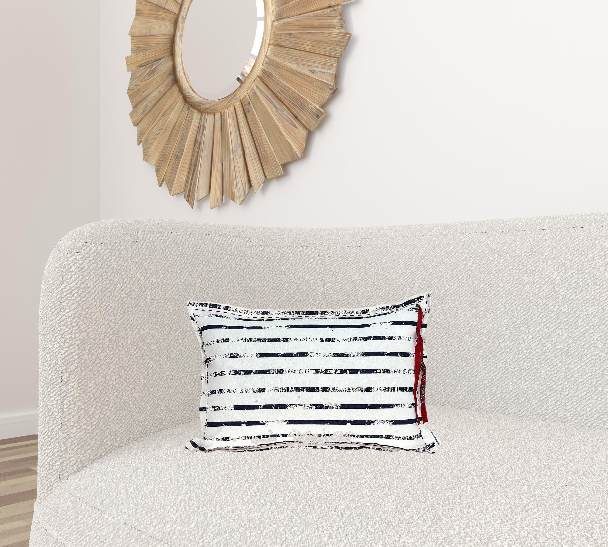 20" X 6" X 14" Nautical White Pillow Cover With Poly Insert