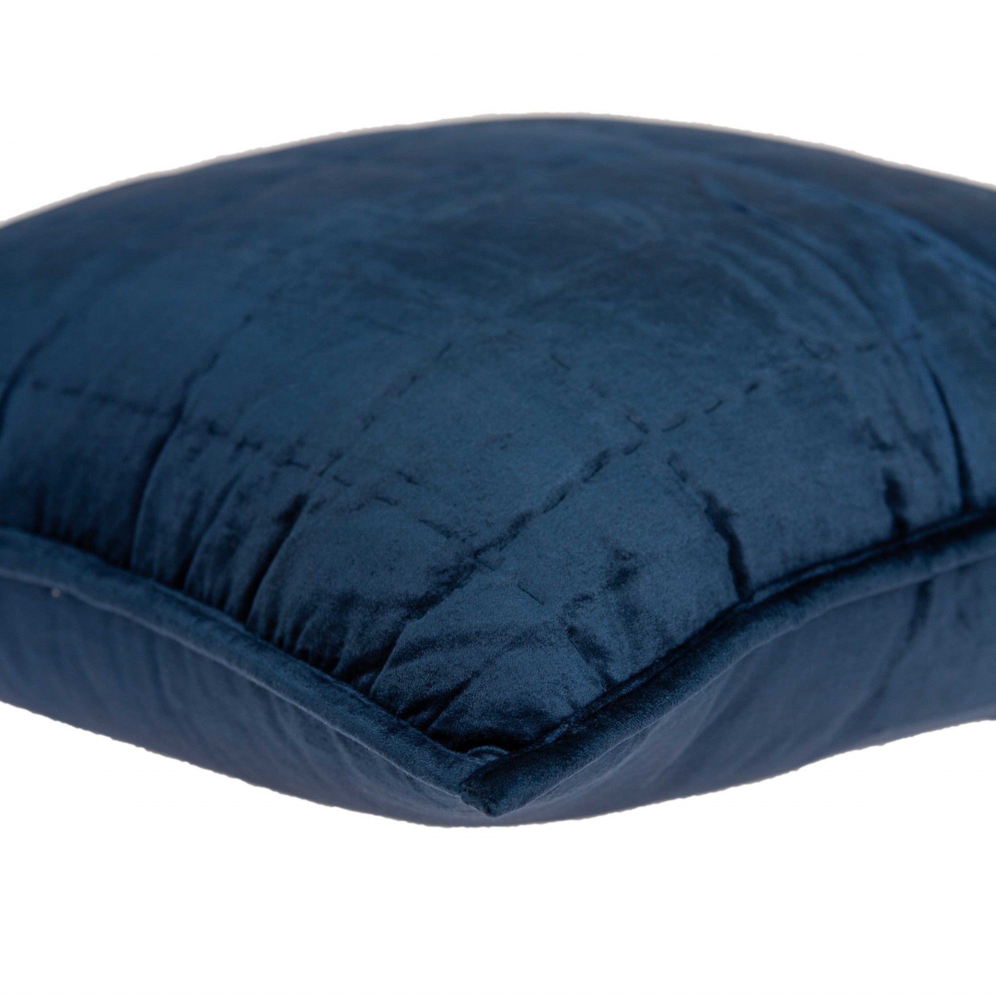 20" X 7" X 20" Transitional Navy Blue Quilted Pillow Cover With Poly Insert