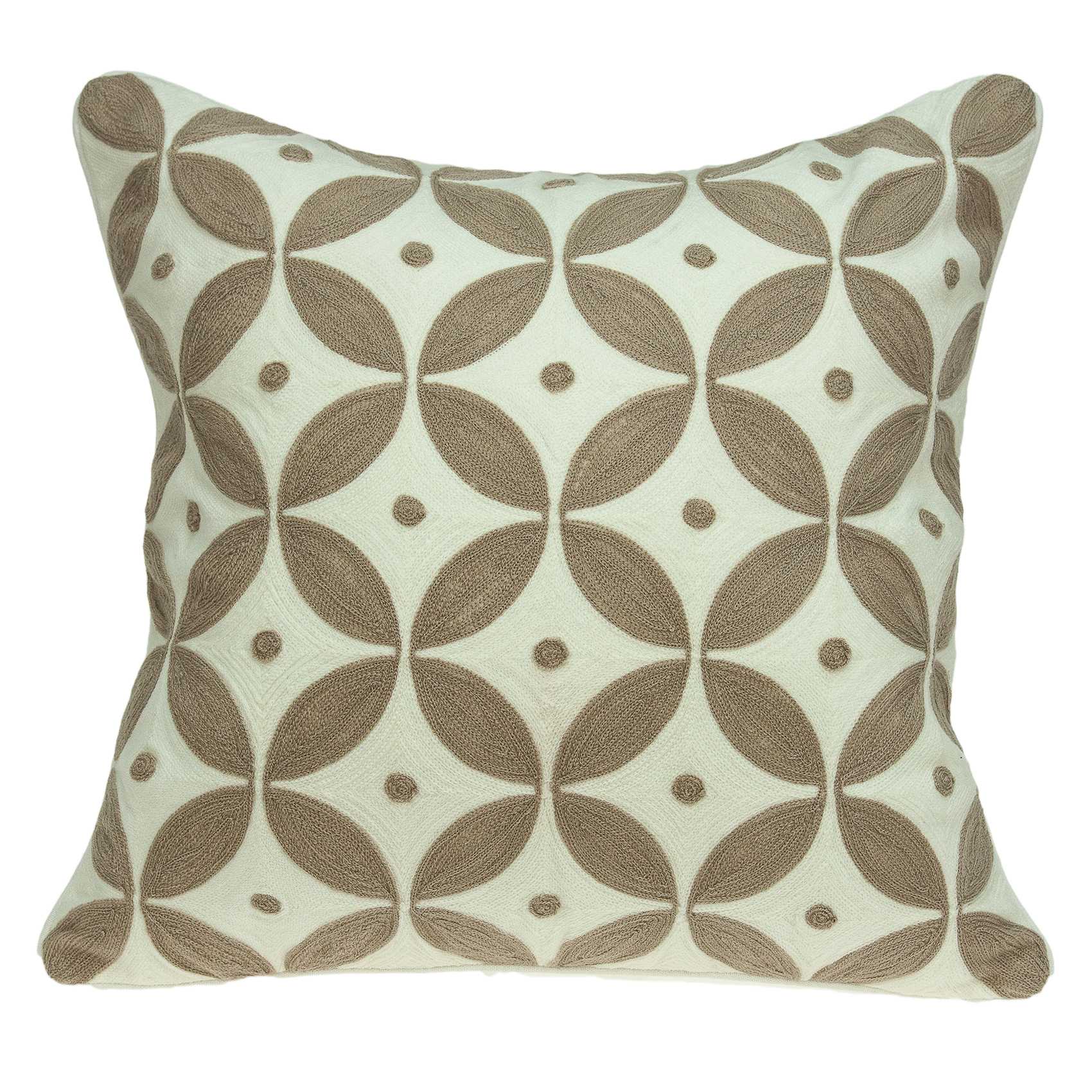 20" X 7" X 20" Transitional Beige And White Accent Pillow Cover With Poly Insert