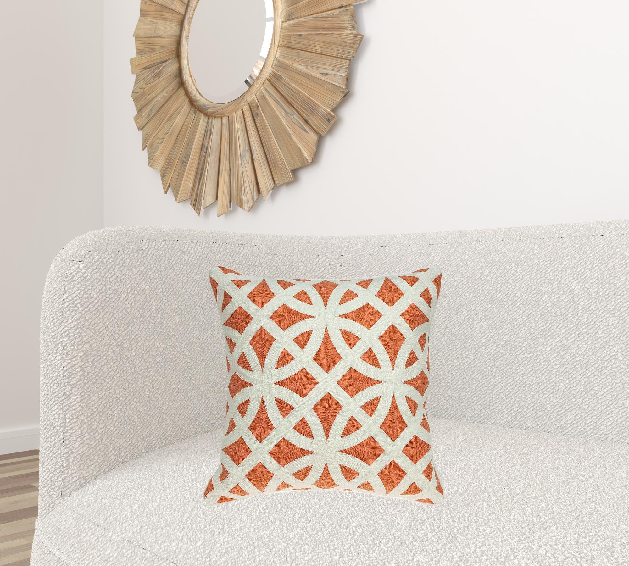 20" X 7" X 20" Transitional Orange Pillow Cover With Poly Insert