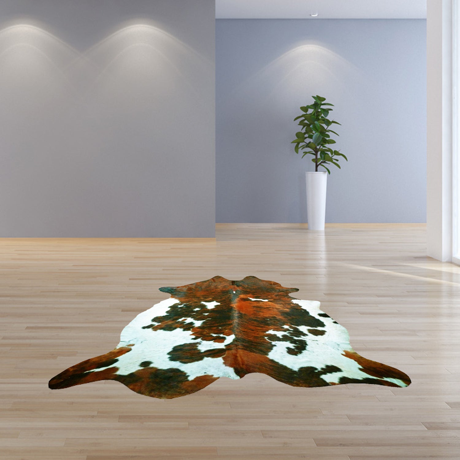 6 Ft Tri-Colored Brindled Cowhide Rug