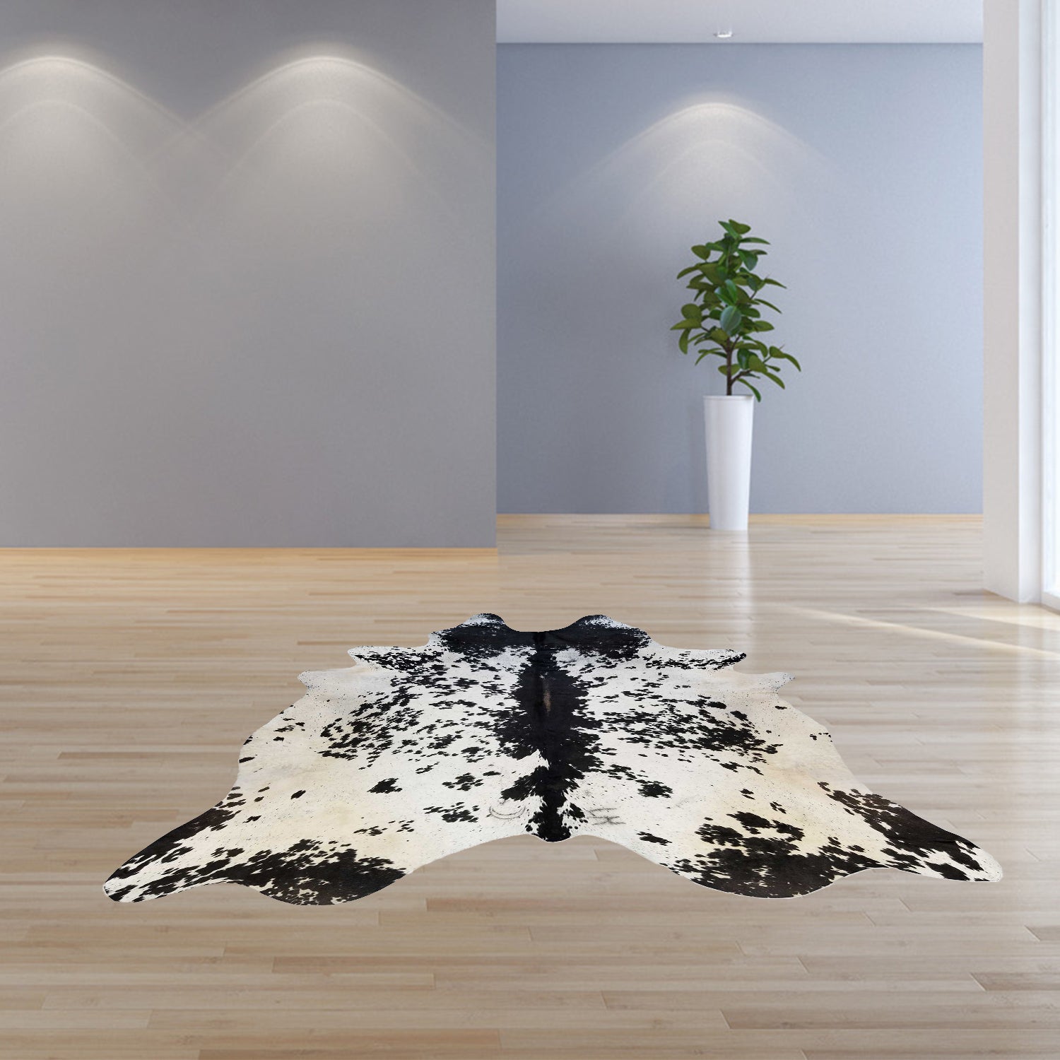 6 Ft Black And White Brindled Cowhide Rug