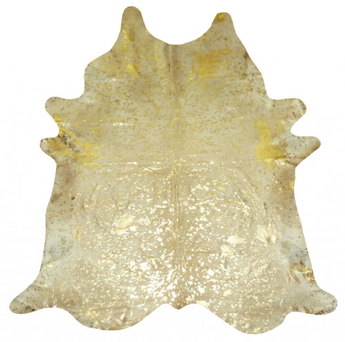 6.5 Ft  Gold Devore Brindled Cowhide Rug