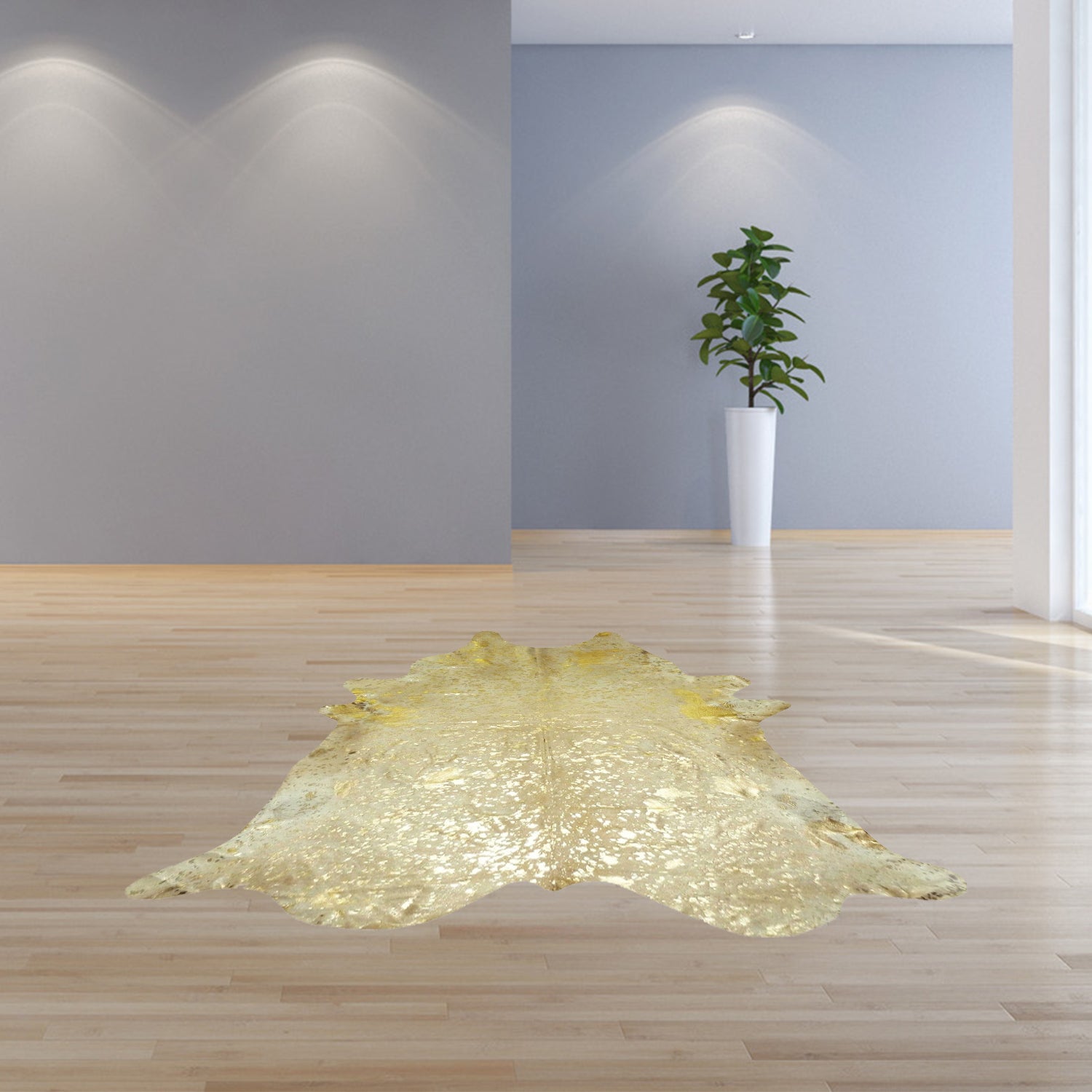 6.5 Ft  Gold Devore Brindled Cowhide Rug