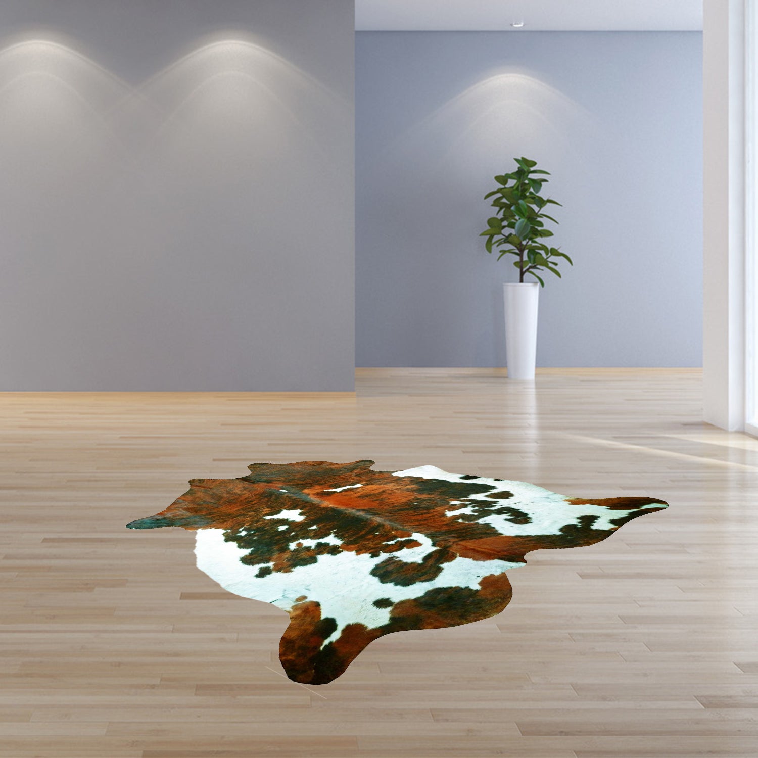 6.5 Ft  Tri-Colored Brindled Cowhide Rug