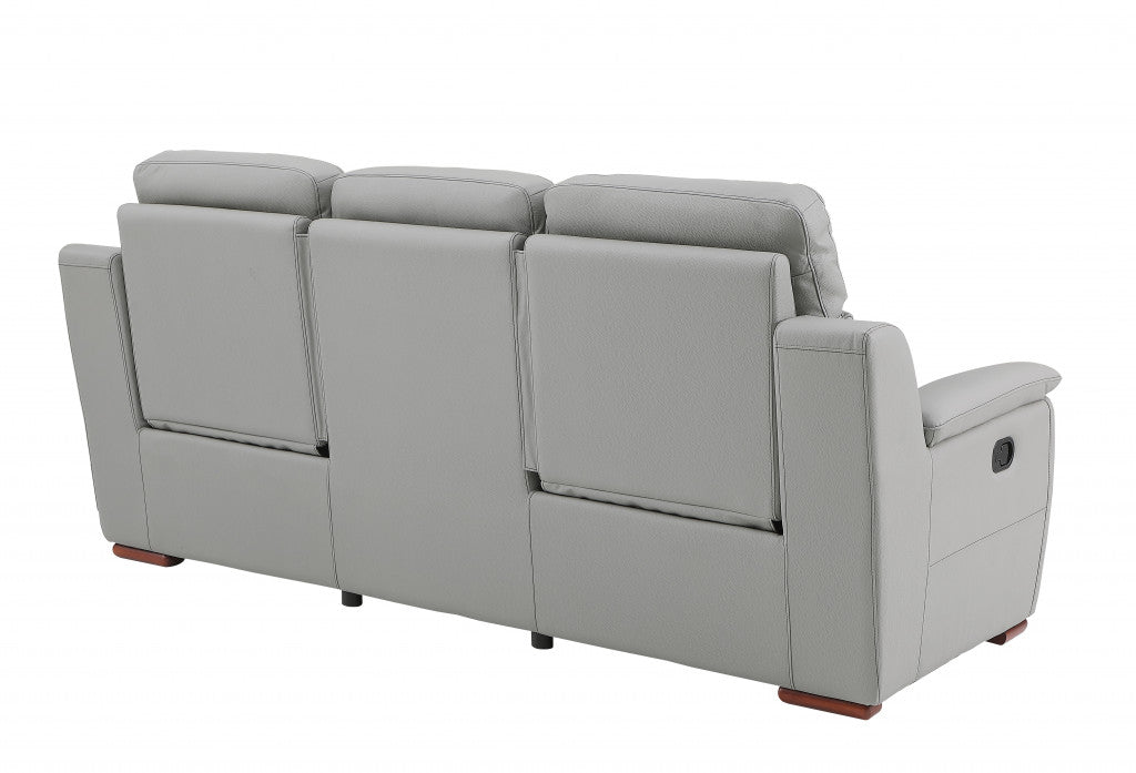 90" X 41" X 41" Modern Gray Leather Reclining Sofa