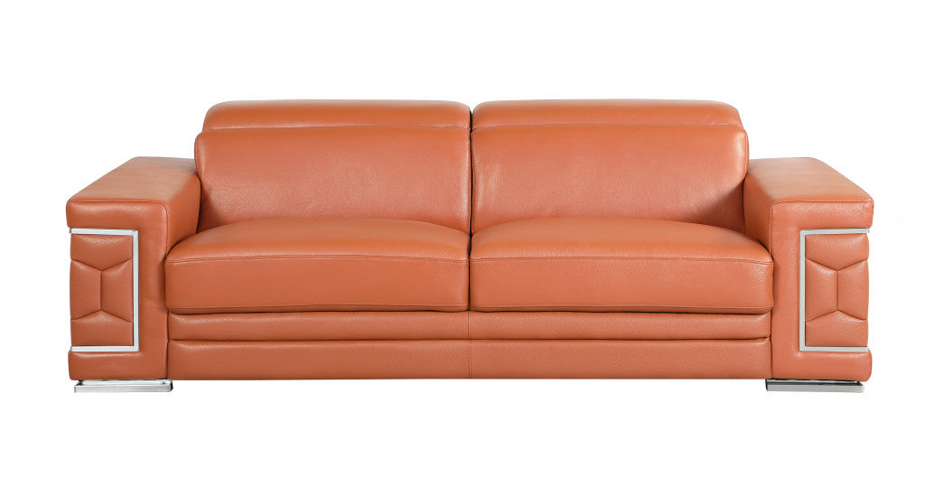 71" X 41" X 29" Modern Camel Leather Sofa And Loveseat