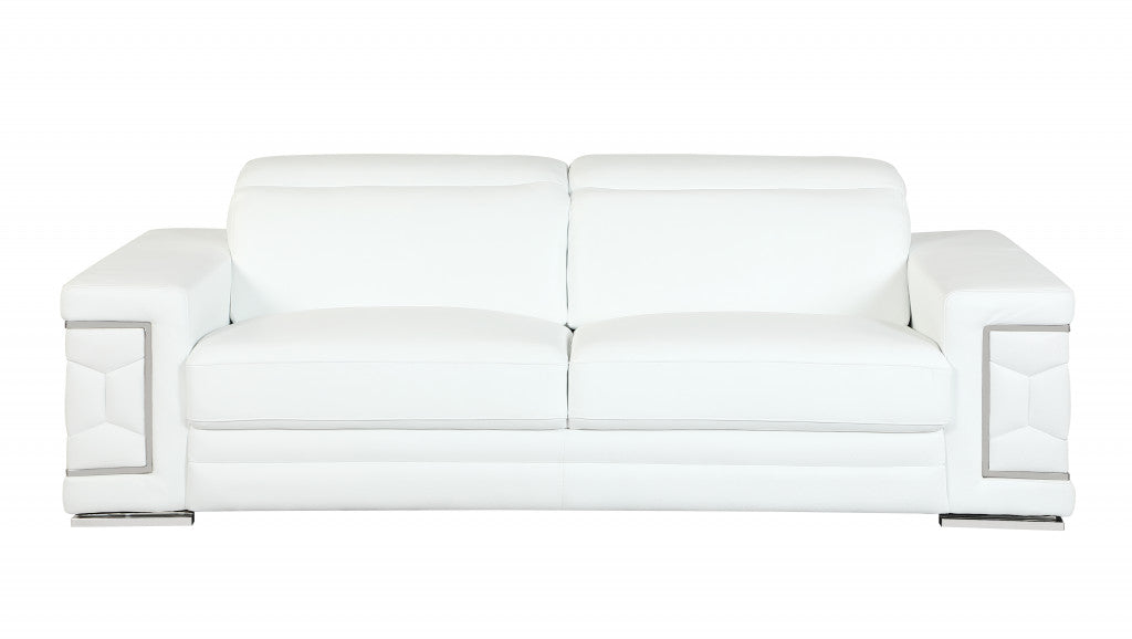 71" X 41" X 29" Modern White Leather Sofa And Loveseat