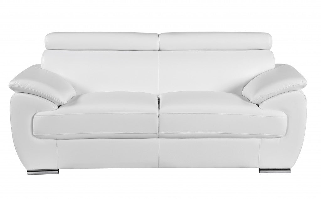 69" X 38" X 32To 39" Modern White Leather Sofa And Loveseat