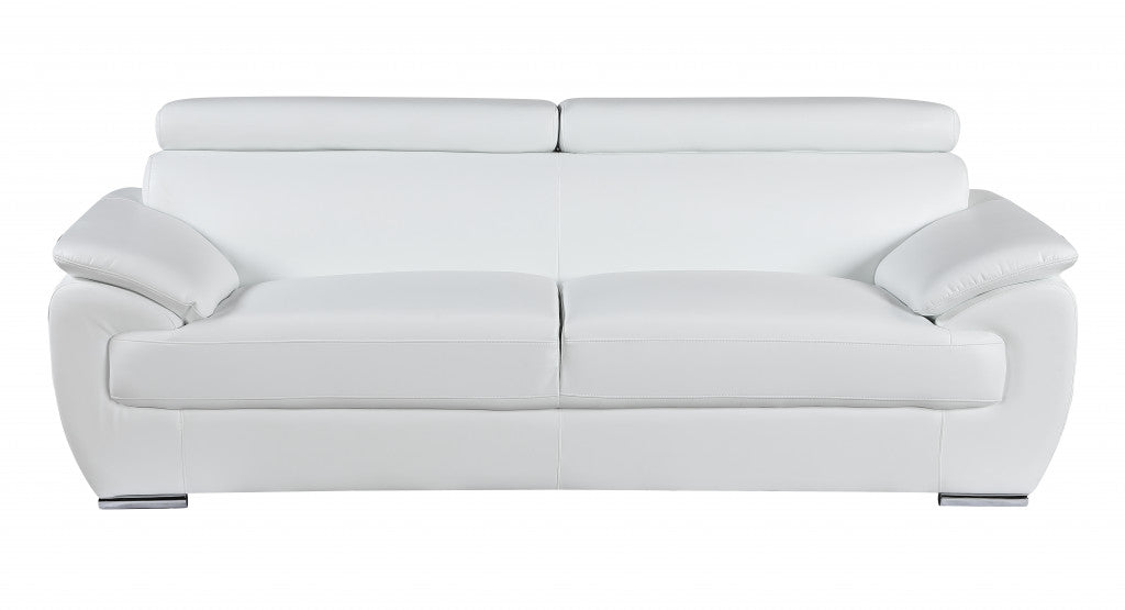 69" X 38" X 32To 39" Modern White Leather Sofa And Loveseat