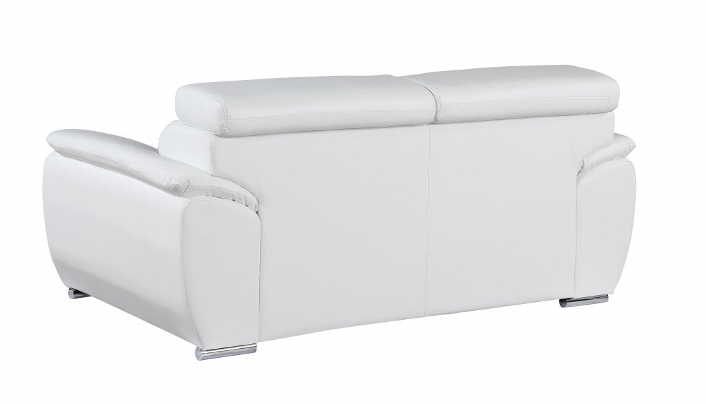 69" X 38" X 32To 39" Modern White Leather Sofa And Loveseat