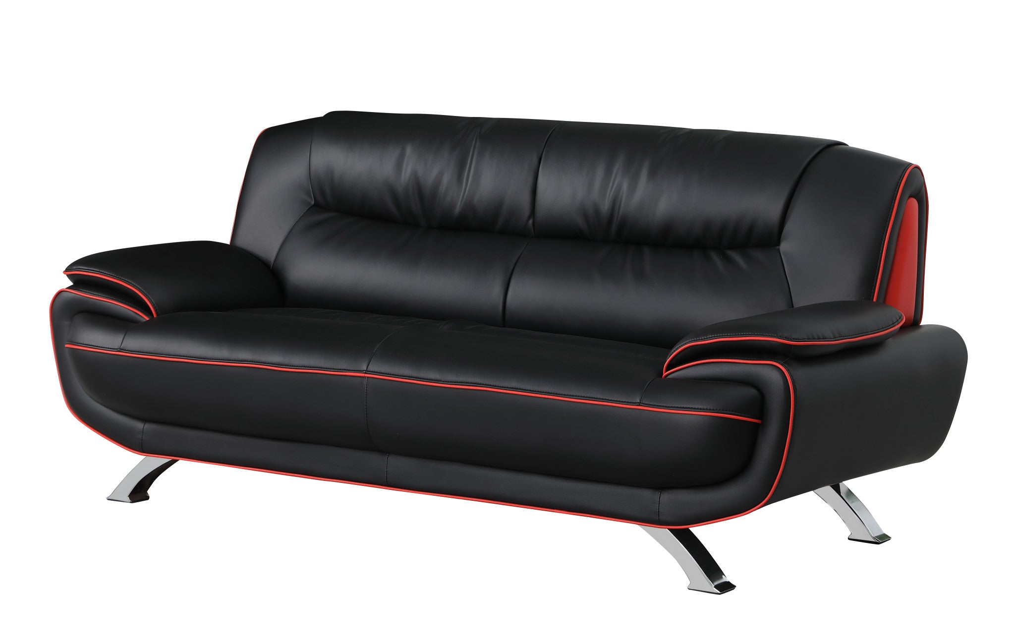 67'" X 35'"  X 35'" Modern Black Leather Sofa And Loveseat