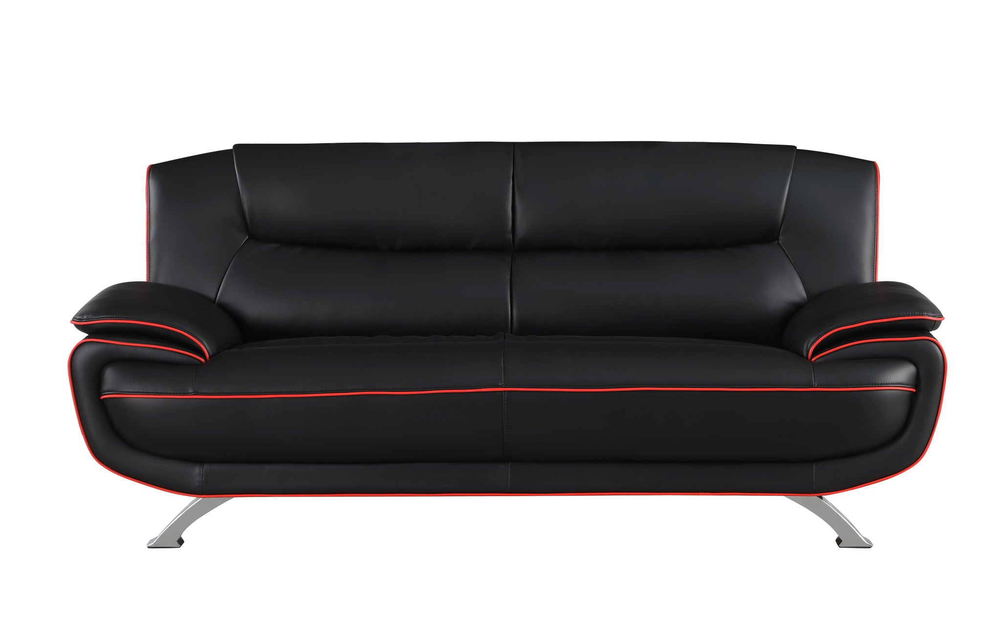 67'" X 35'"  X 35'" Modern Black Leather Sofa And Loveseat