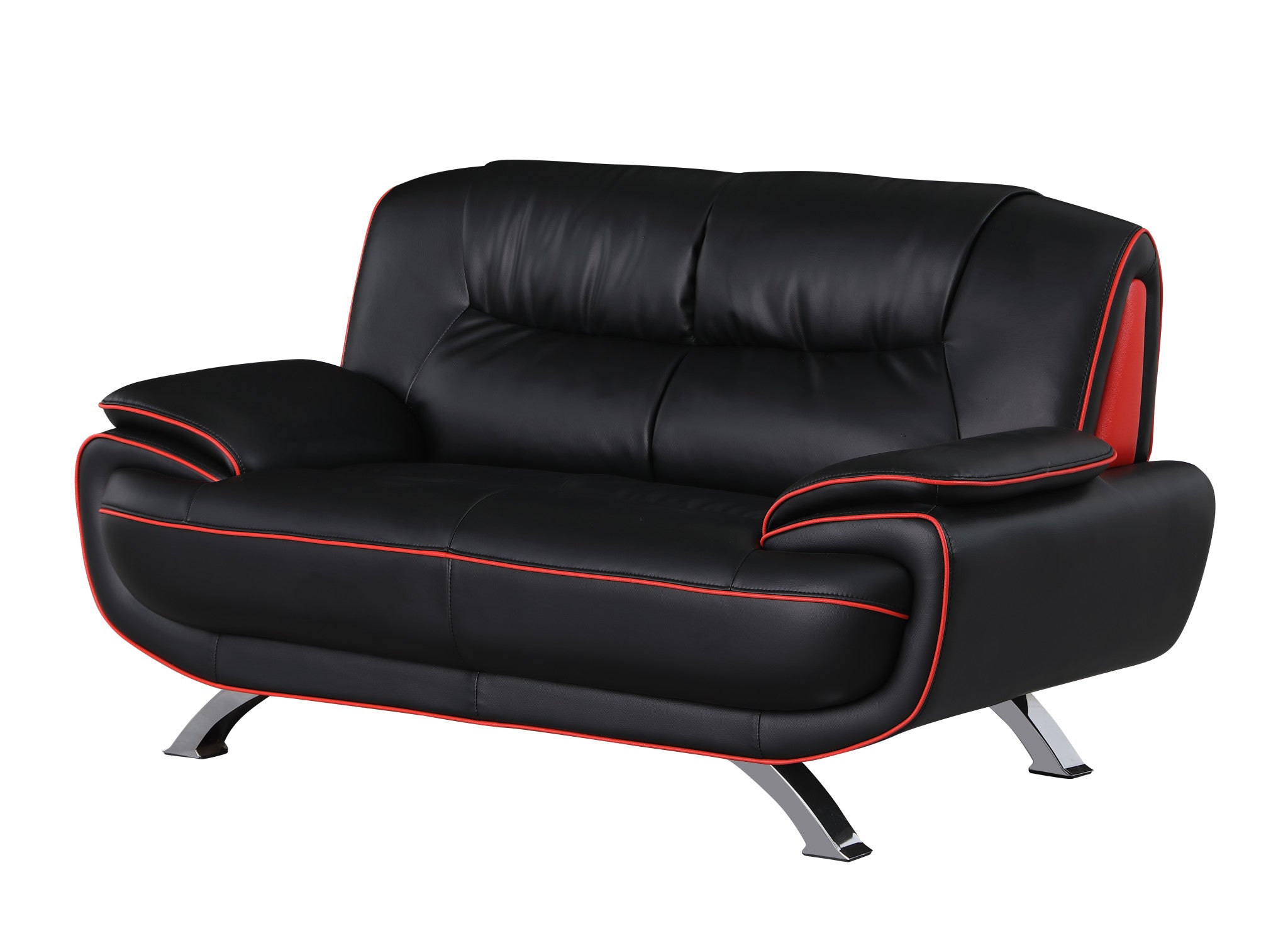 67'" X 35'"  X 35'" Modern Black Leather Sofa And Loveseat