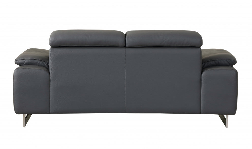 71'" X 42'"  X 31'" Modern Dark Gray Leather Sofa And Loveseat