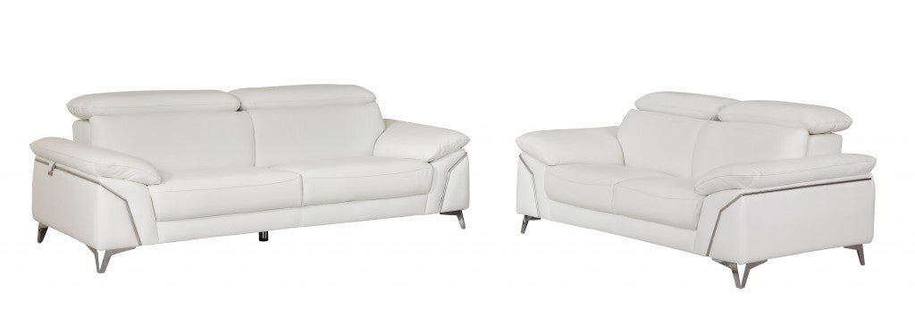 68'" X 41'"  X 39'" Modern White Leather Sofa And Loveseat