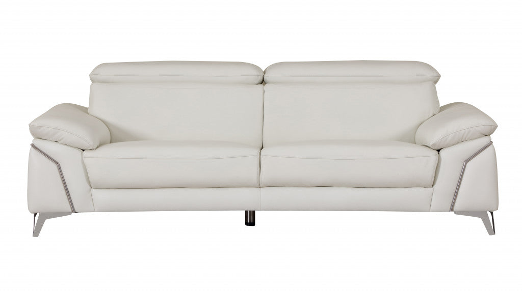 68'" X 41'"  X 39'" Modern White Leather Sofa And Loveseat