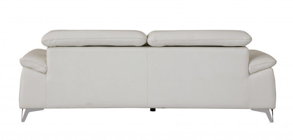 68'" X 41'"  X 39'" Modern White Leather Sofa And Loveseat