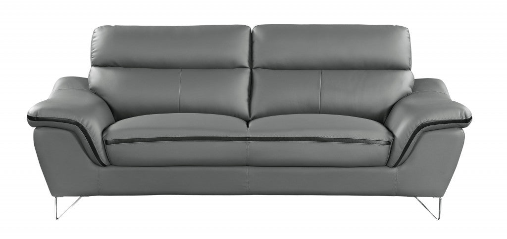 69'" X 36'"  X 40'" Modern Gray Leather Sofa And Loveseat