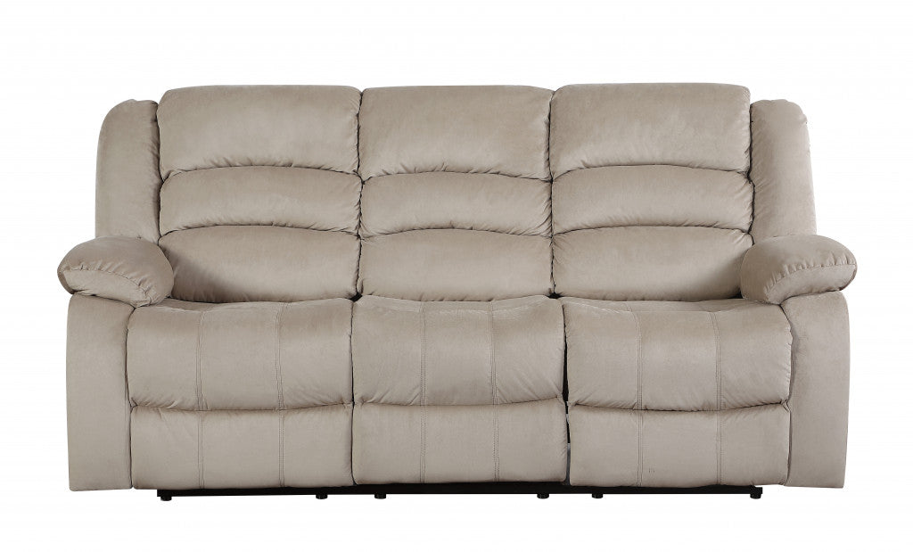 60'" X 35'"  X 40'" Modern Beige Leather Sofa And Loveseat