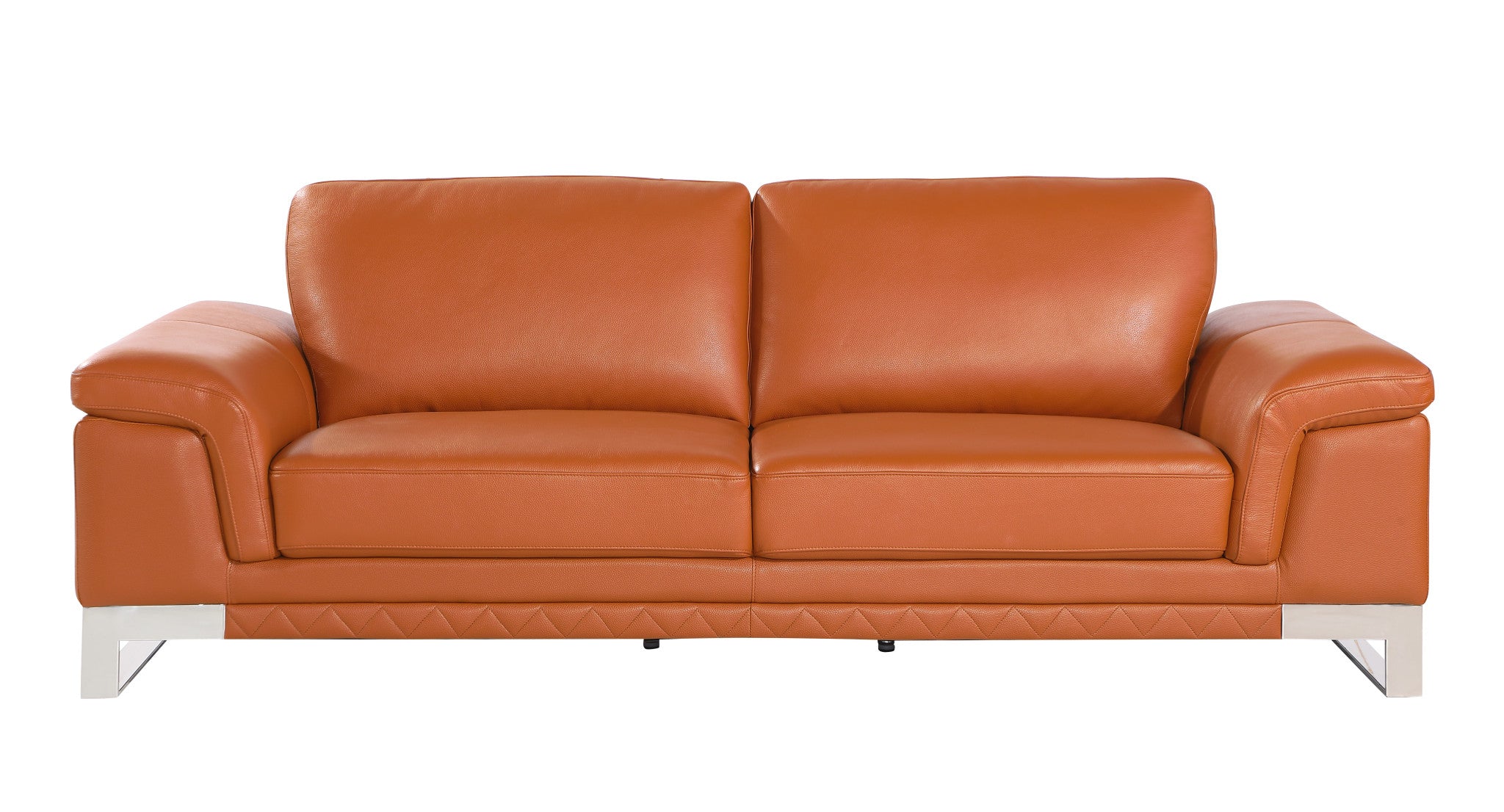 73'" X 39'"  X 32'" Modern Camel Leather Sofa And Loveseat