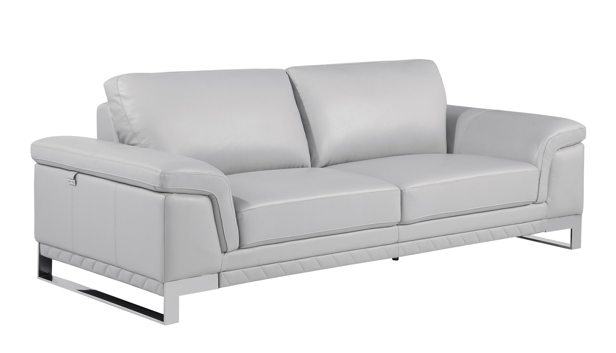 Set Of Modern Light Gray Leather Sofa And Loveseat