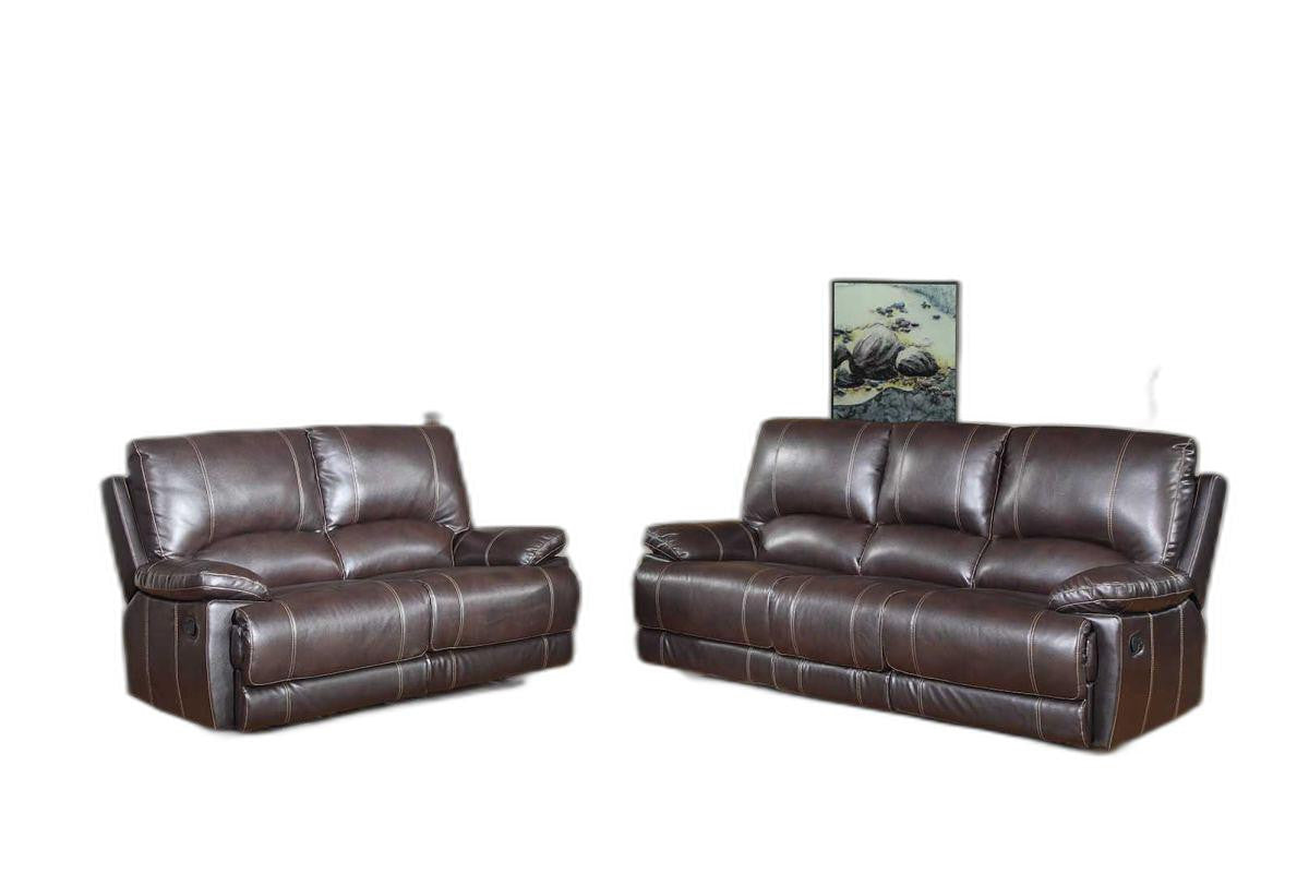 76'" X 40'"  X 41'" Modern Brown Leather Sofa And Loveseat