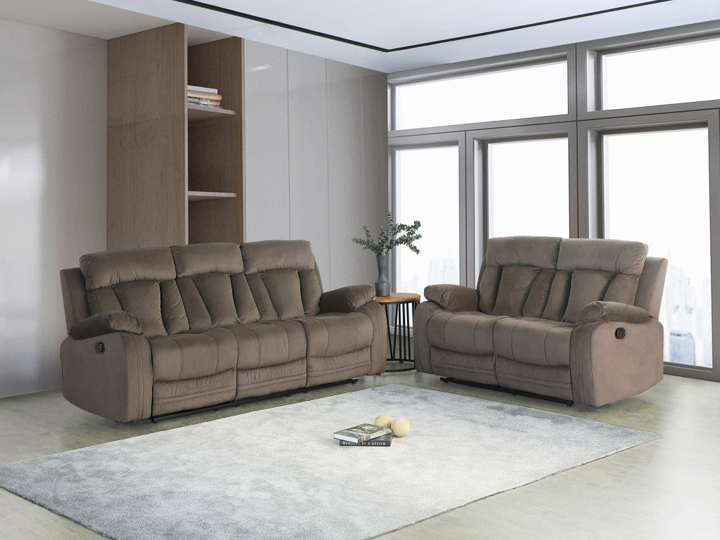 84" X 38" X 40"  Modern Brown Leather Sofa And Loveseat