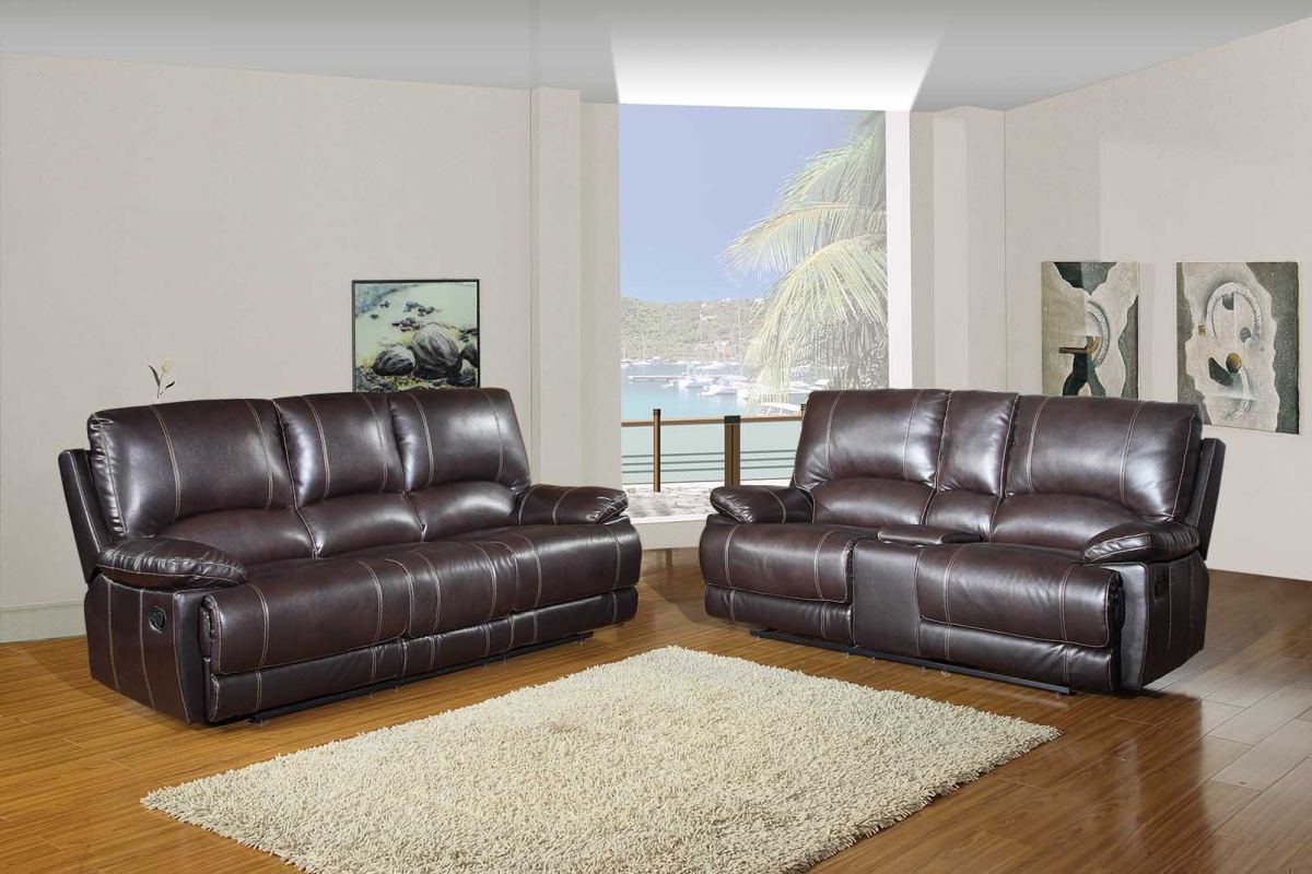 76'" X 40'"  X 41'" Modern Brown Sofa With Console Loveseat