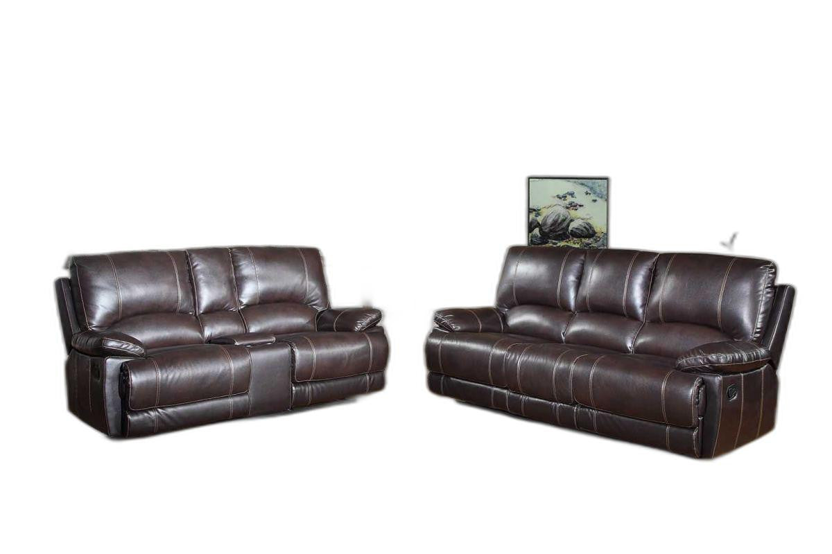 76'" X 40'"  X 41'" Modern Brown Sofa With Console Loveseat