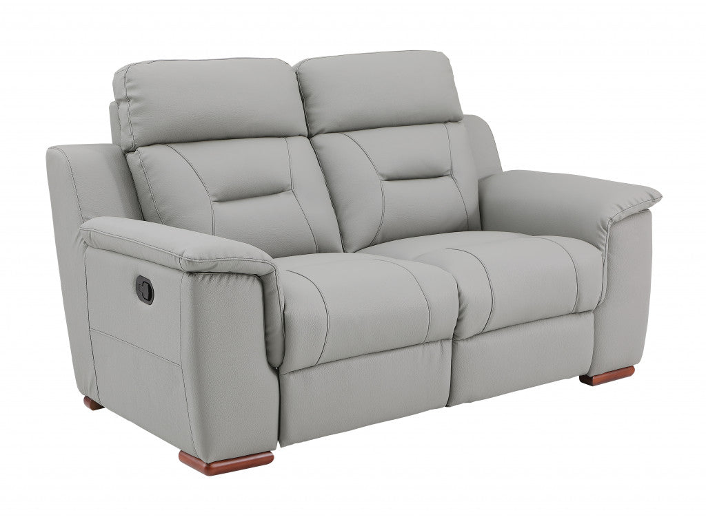 67'" X 41'"  X 41'" Modern Gray Leather Loveseat