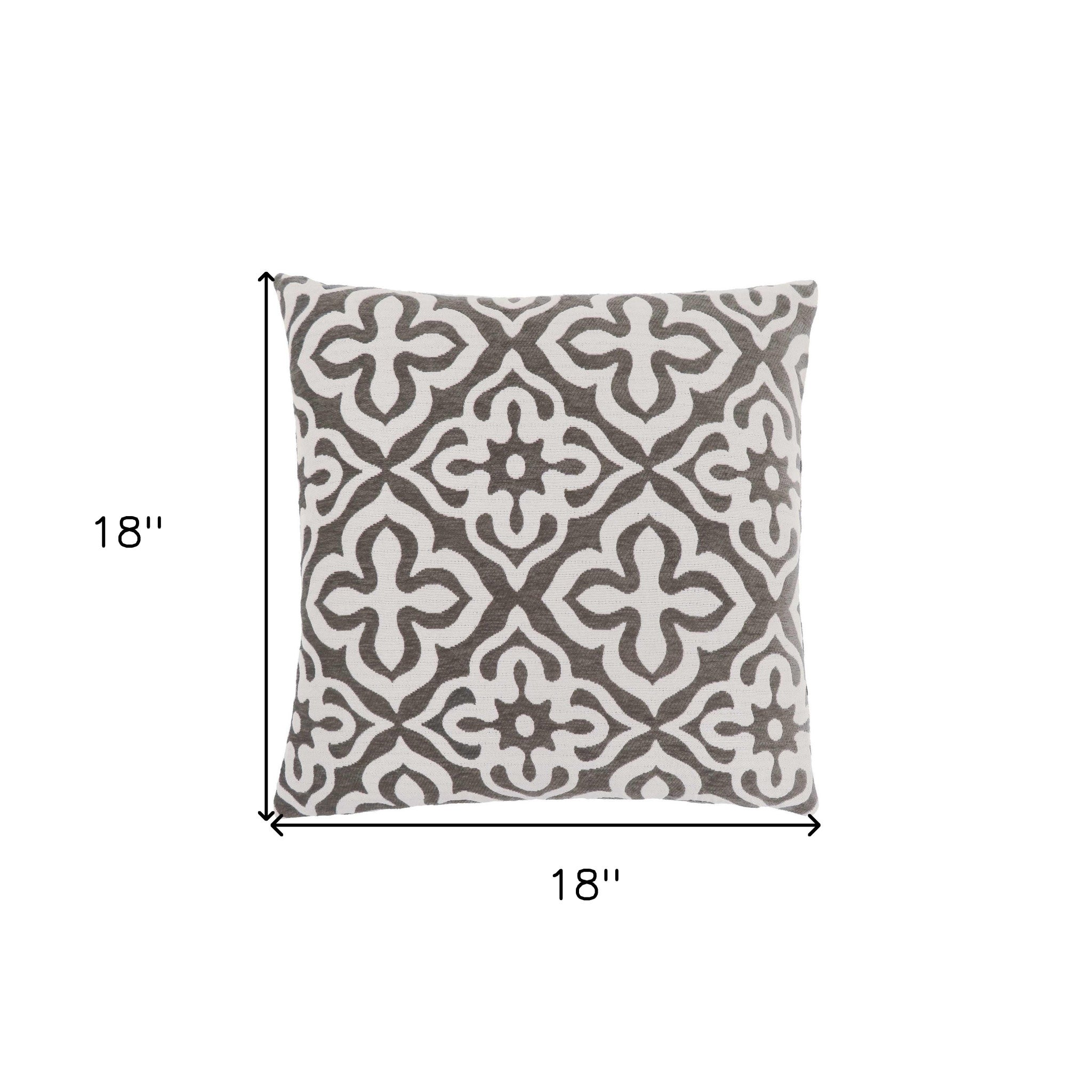 18" X 18" Taupe Polyester Geometric Zippered Pillow