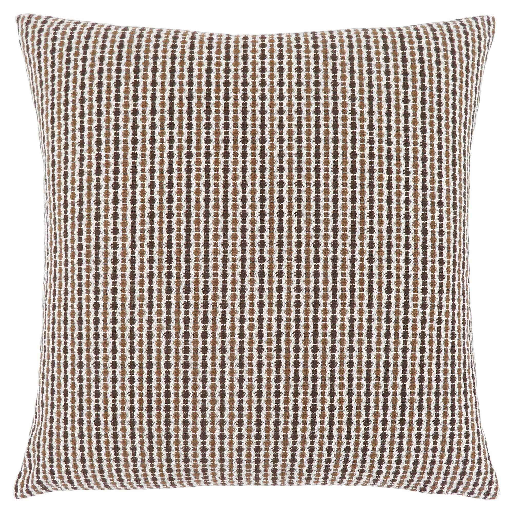 18" X 18" Brown and White Polyester Striped Zippered Pillow