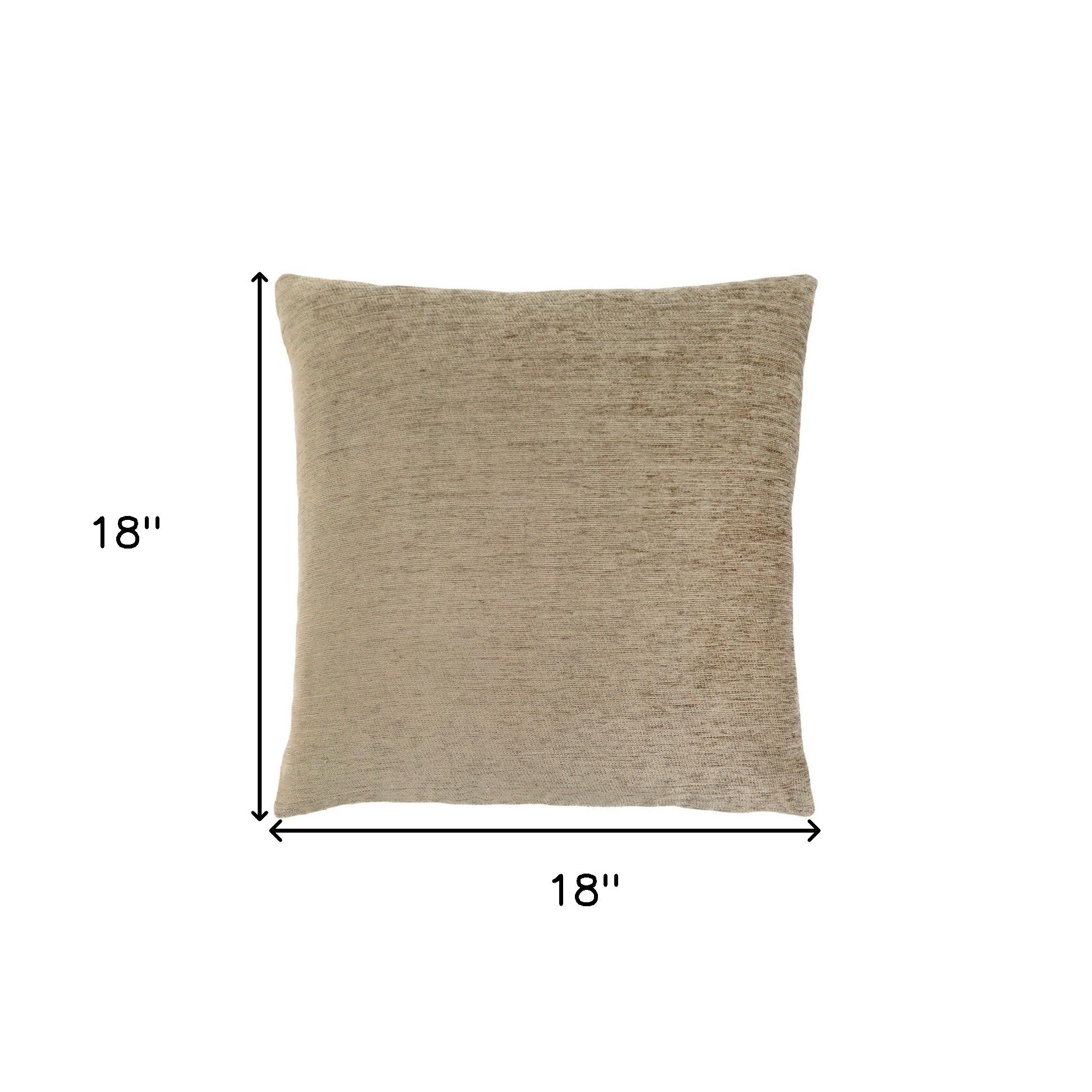 18" X 18" Tan Polyester Zippered Pillow