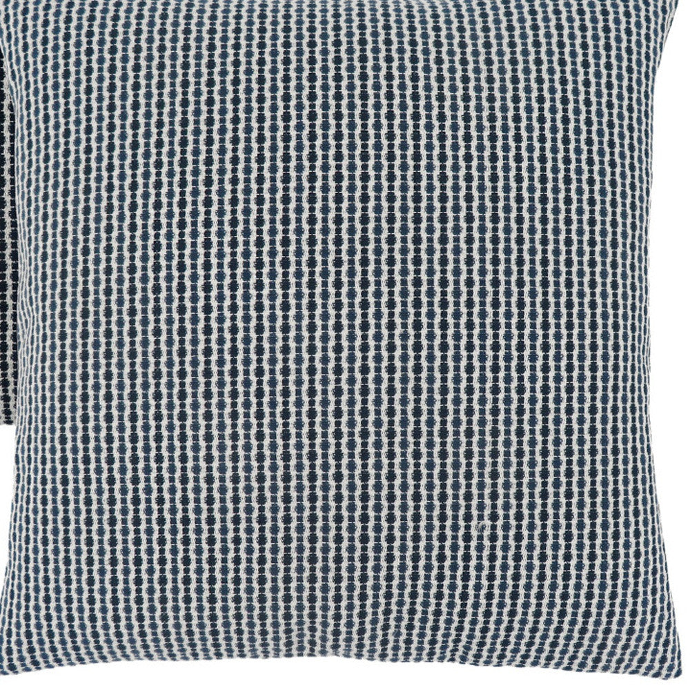 Set Of Two 18" X 18" Blue and White Polyester Striped Zippered Pillow