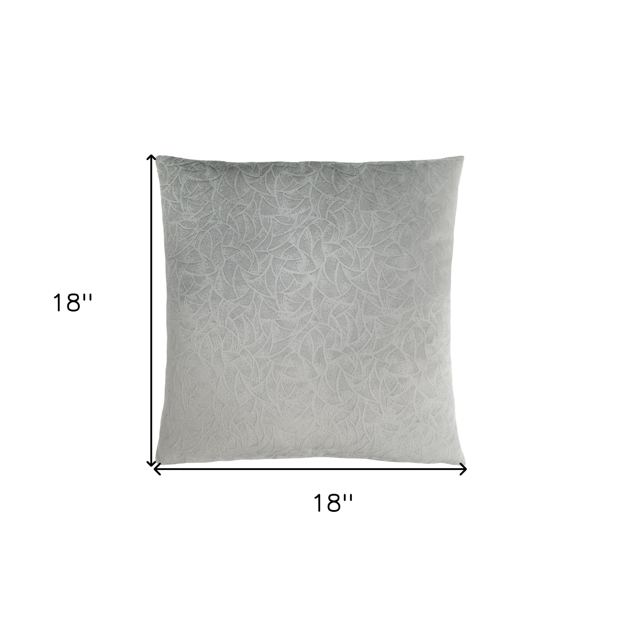 Set Of Two 18" X 18" Light Gray Velvet Polyester Floral Zippered Pillow