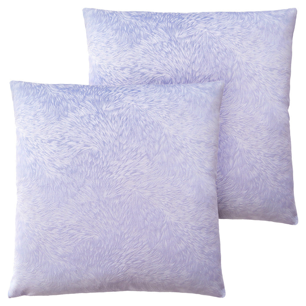 Set Of Two 18" X 18" Purple Polyester Feather Zippered Pillow