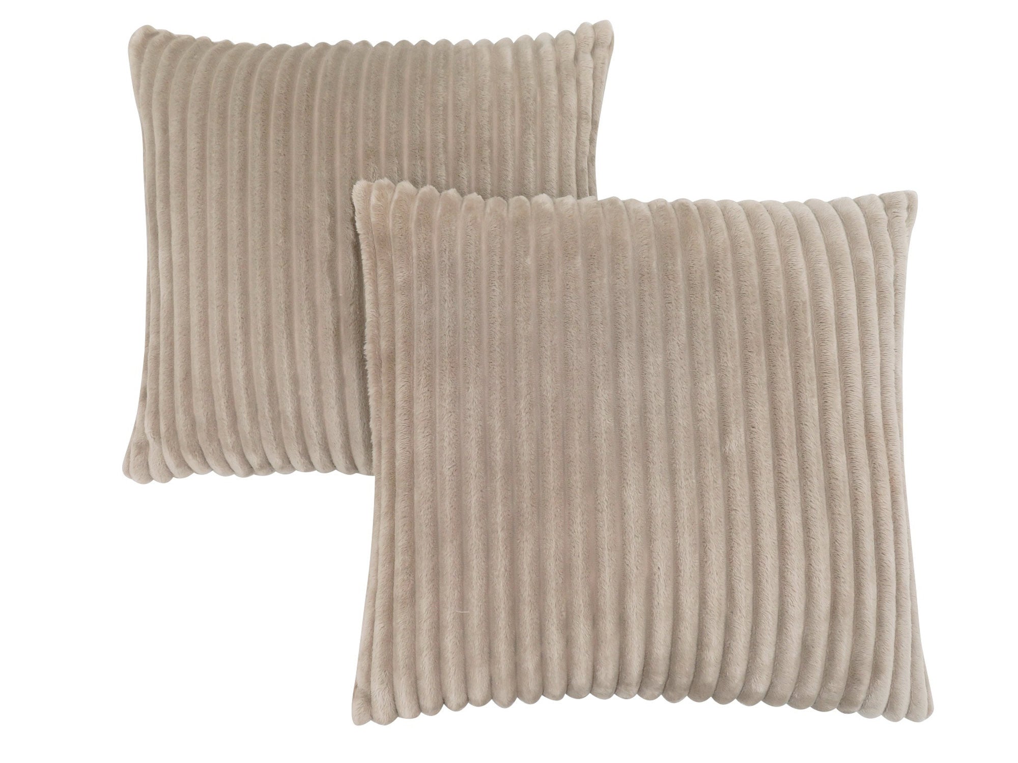 Set Of Two 18" X 18" Ivory Polyester Ribbed Zippered Pillow