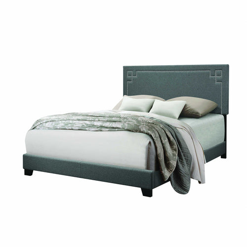 Contemporary Gray Upholstered King Size Bed