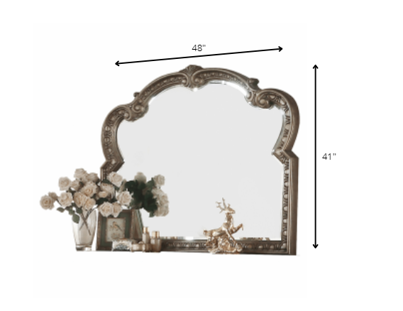 Antique Champagne Finish Baroque Style Wall Mirror