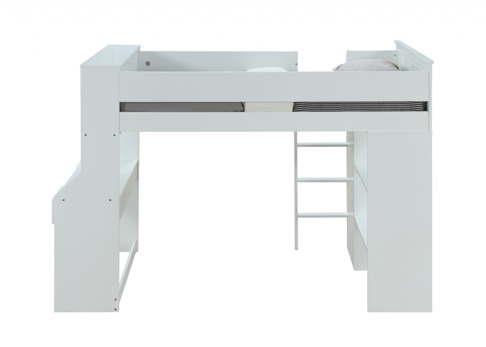 45" X 92" X 66" White Wood Veneer (Laminated) Loft Bed