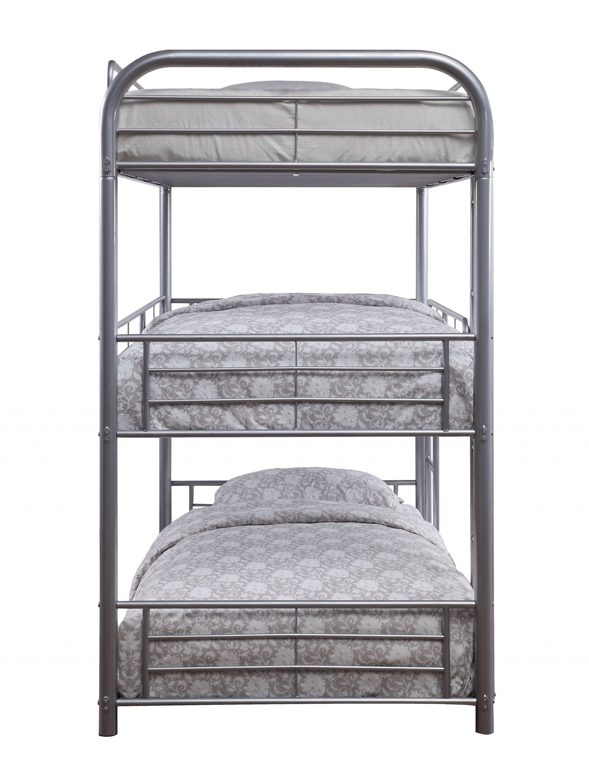 42" X 79" X 74" Silver Metal Triple Bunk Bed - Twin