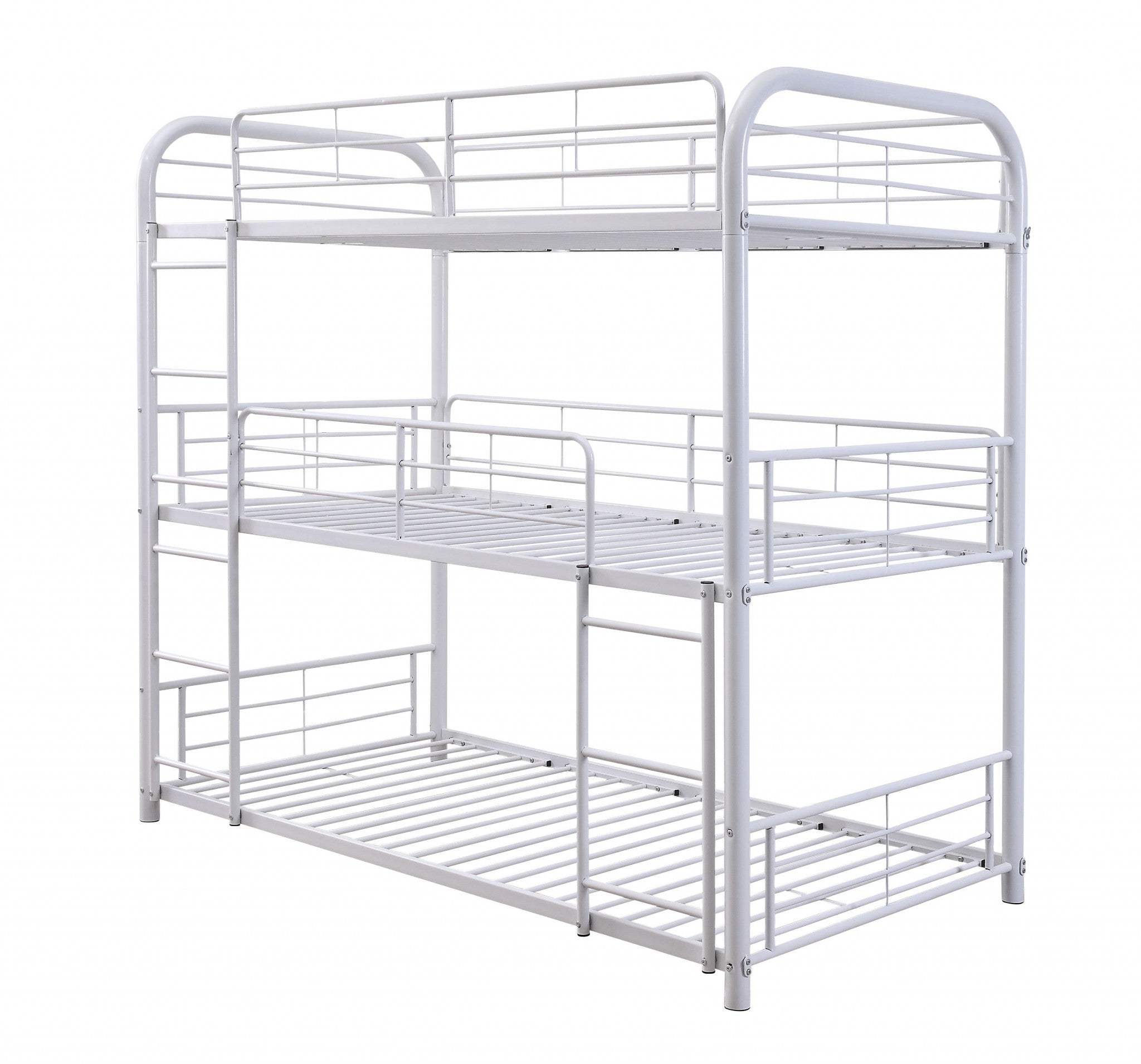 42" X 79" X 74" White Metal Triple Bunk Bed - Twin