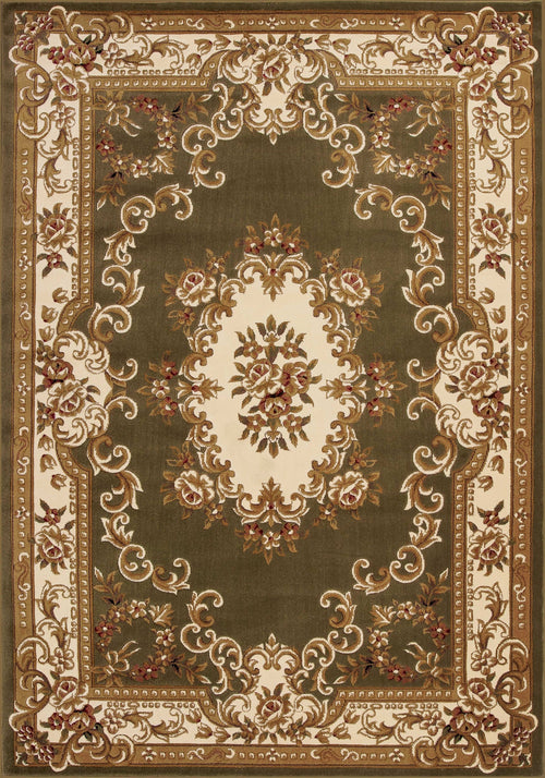 7' X 10'  Polypropylene Greenor Ivory Area Rug