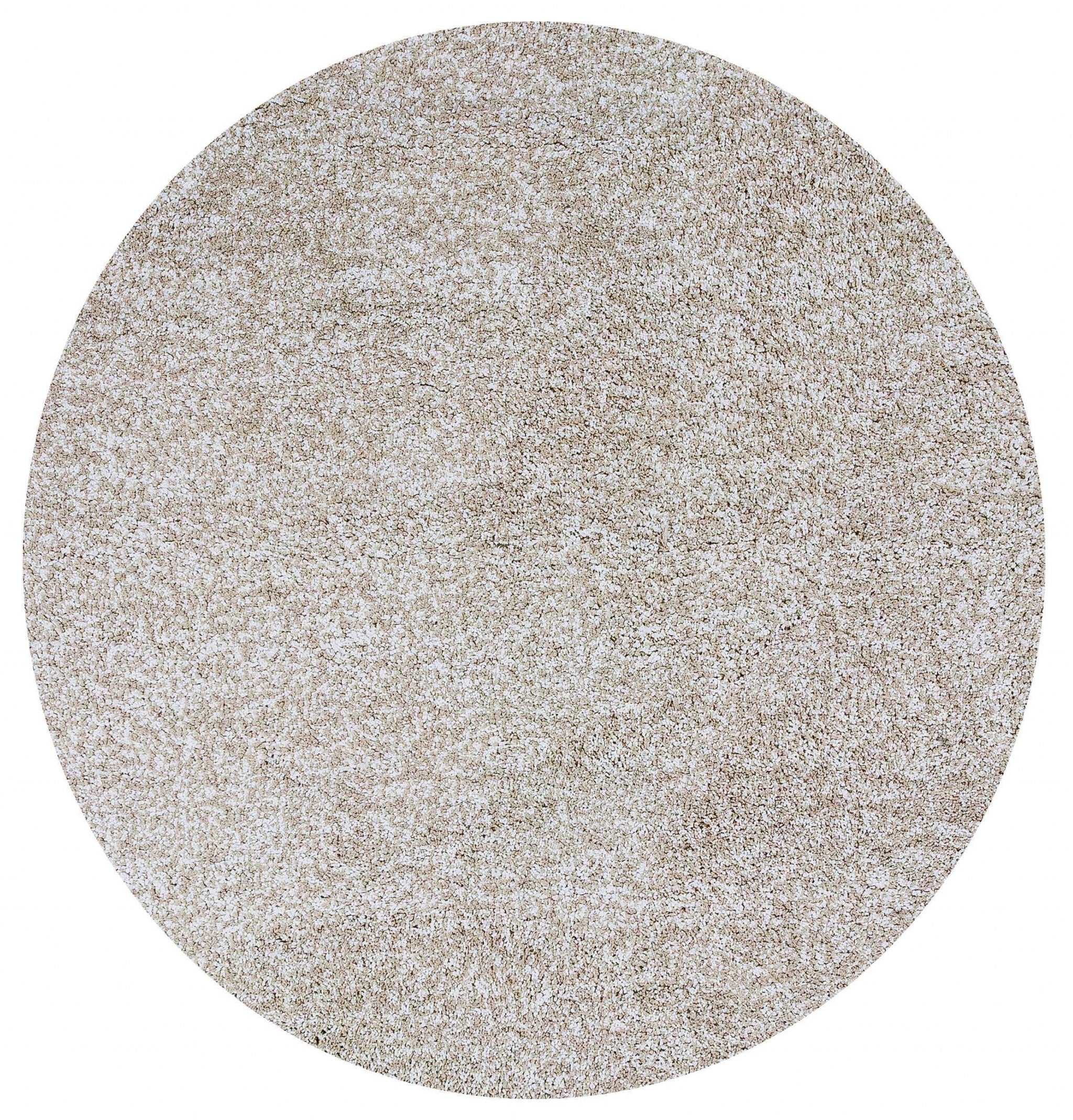 8' Round  Polyester Ivory  Heather Area Rug