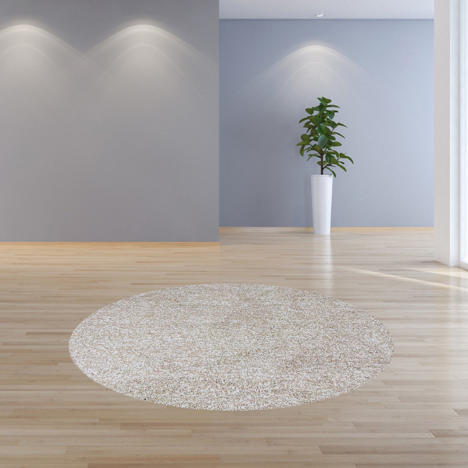 8' Round  Polyester Ivory  Heather Area Rug