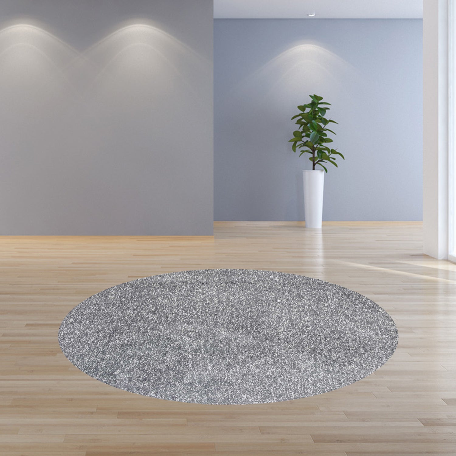 8' Grey Heather Round Indoor Shag Rug